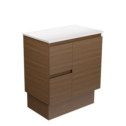 Fienza Walnut Edge On Kickboard Vanity 750mm Left Drawers Walnut 75WAKL