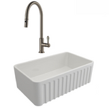 Turner Hastings Package 29 Novi Sink 600mm (Incl. Stainless Steel Grid & Brushed Nickel Ludlow Pull Out Mixer and Basket Waste) Gloss White PKG029