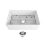 Seima Odessa 761 Ceramic Butler Sink Single Bowl 760x485mm Apron Front White Gloss (inc.Gunmetal Basket Waste & Grid) 192514