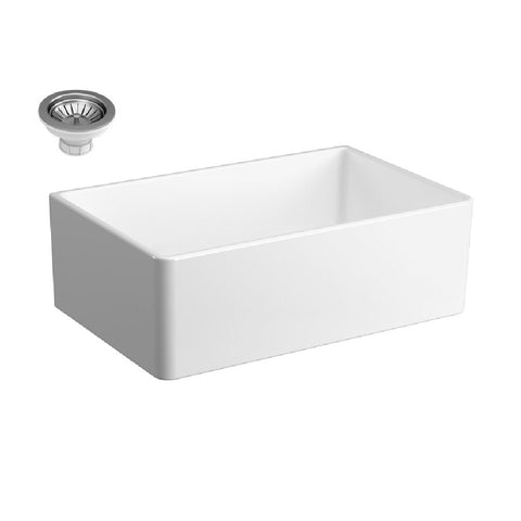 Seima Odessa 761 Ceramic Butler Sink Single Bowl 760x485mm Apron Front White Gloss (inc.Stainless Steel Basket Waste) 192424