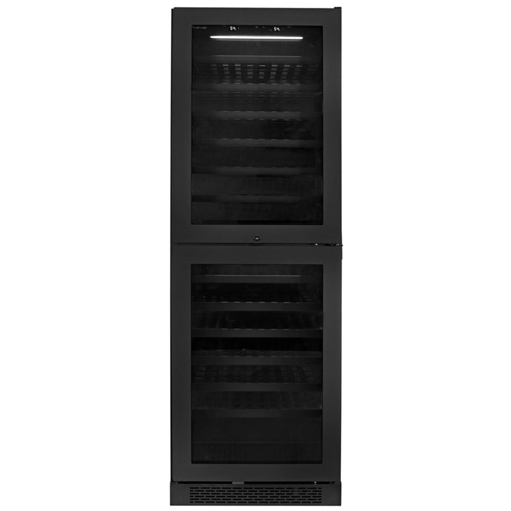 Artusi Dual Zone Wine Cooler 154 Bottle Reversable Double Doors Matte Black AWCD160BV