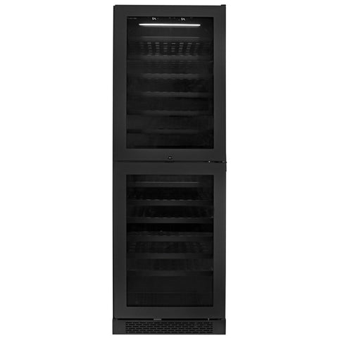 Artusi Dual Zone Wine Cooler 154 Bottle Reversable Double Doors Matte Black AWCD160BV