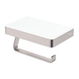 Fienza Tono Toilet Roll Holder w/ Glass Shelf Brushed Nickel/White 85109BN