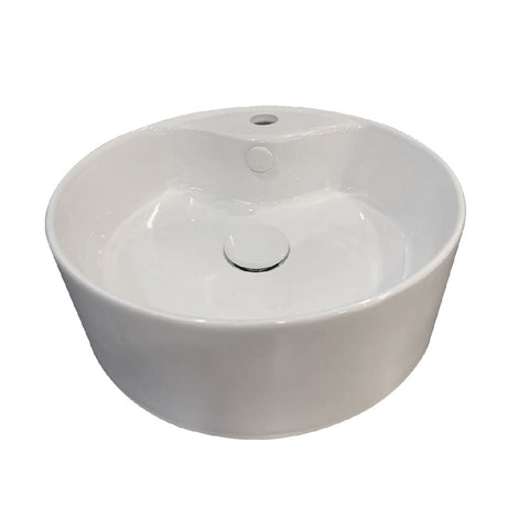 Argent Vista Round Above Counter Basin 410mm (1 Taphole - w/ Overflow) White 8802A01