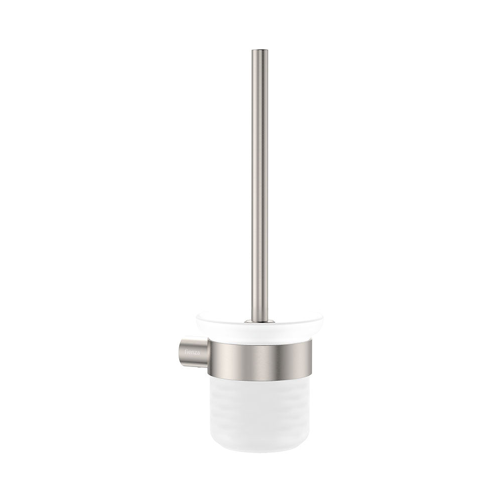 Fienza Empire Slim Toilet Brush & Glass Holder Brushed Nickel 889010BN
