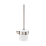 Fienza Empire Slim Toilet Brush & Glass Holder Brushed Nickel 889010BN