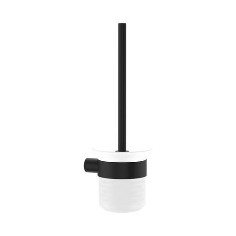 Fienza Empire Slim Toilet Brush & Glass Holder Matte Black 889010B