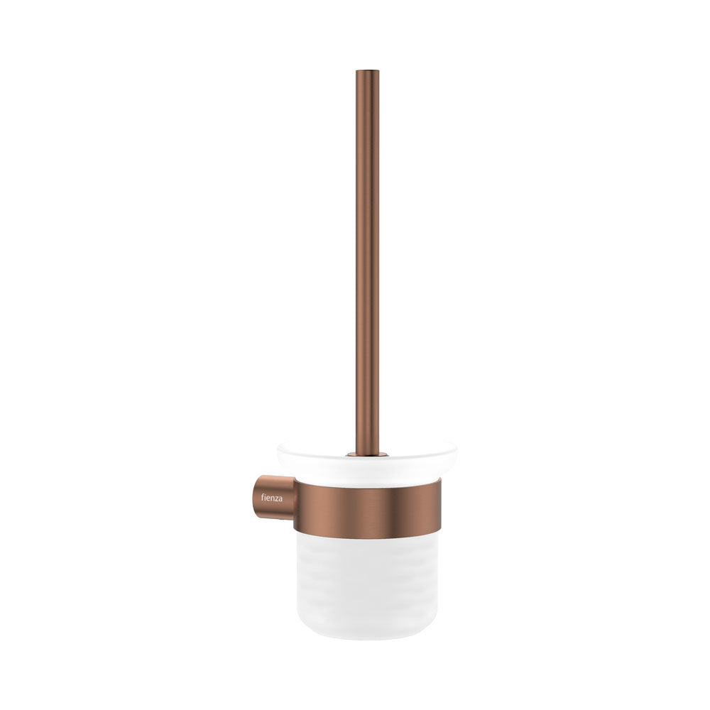 Fienza Empire Slim Toilet Brush & Glass Holder Brushed Copper 889010CO