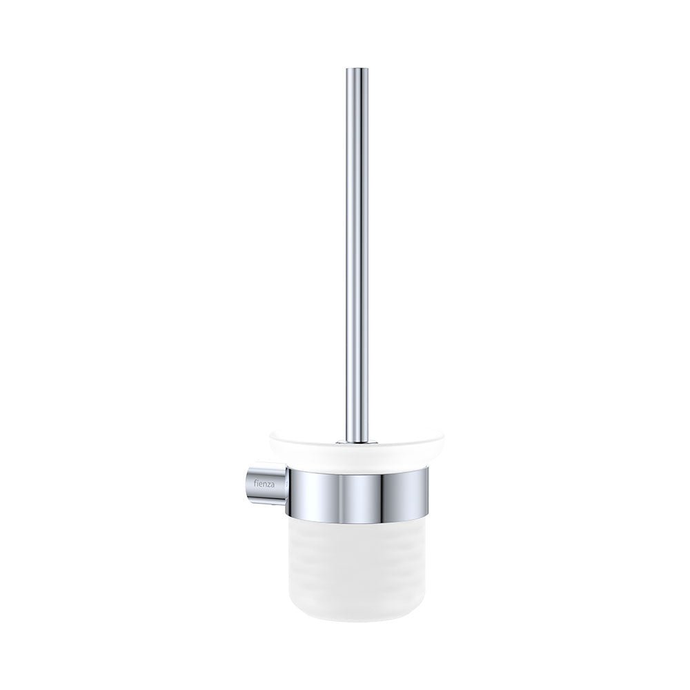 Fienza Empire Slim Toilet Brush & Glass Holder Chrome 889010