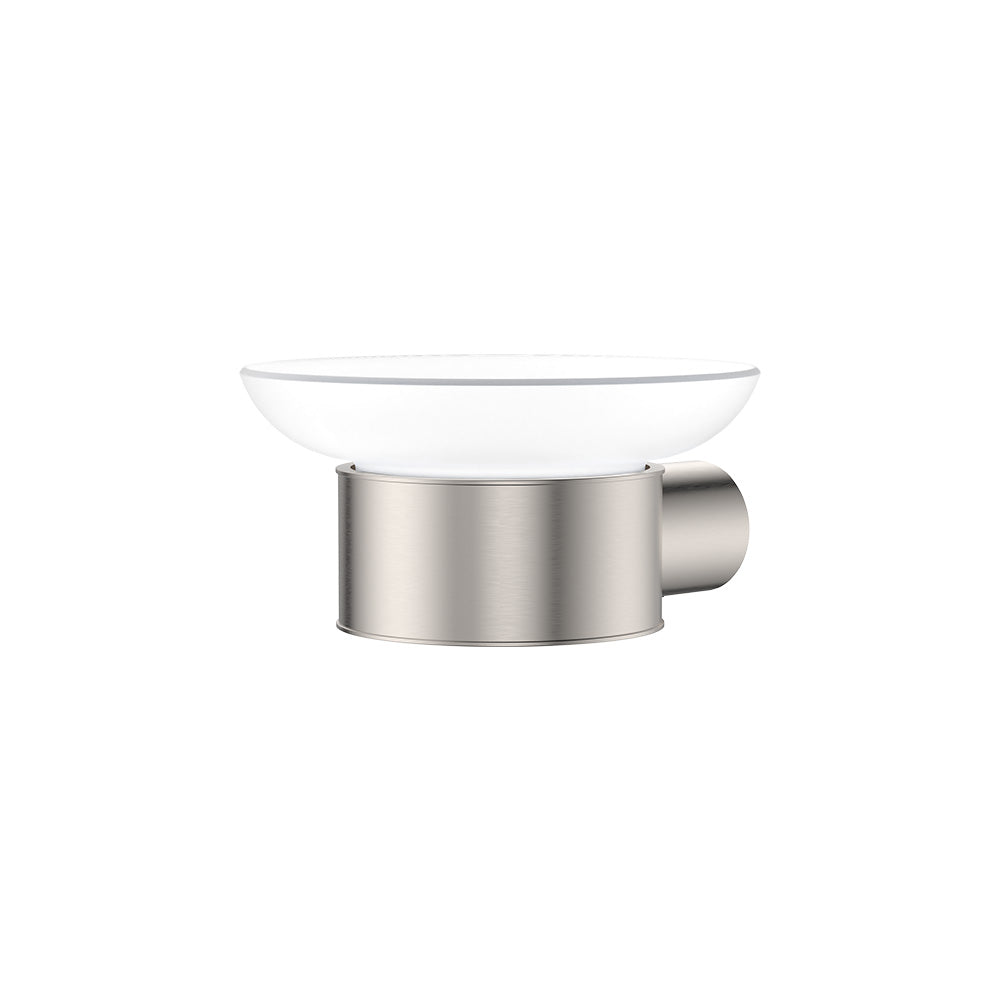 Fienza Empire Slim Soap Holder Glass Dish Brushed Nickel 88906BN