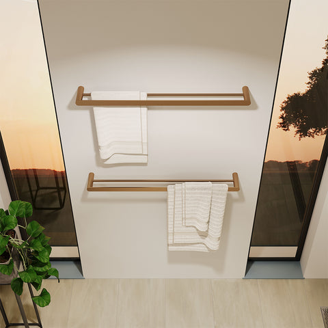 Fienza Empire Slim Double Towel Rail 800mm Brushed Copper 88908800CO