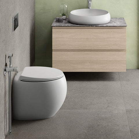 Fienza Rak Cloud Wall Faced Toilet Suite (S Trap) w/ Viega V-01 Cistern (No Button) Matte White 897950MWA