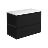 Fienza Amato Wall Hung Vanity 900mm Satin Black w/ Matte Black Frames 90BBF