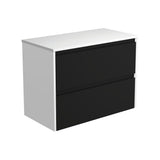 Fienza Amato Wall Hung Vanity 900mm Satin Black w/ Satin White Panels 90BBW