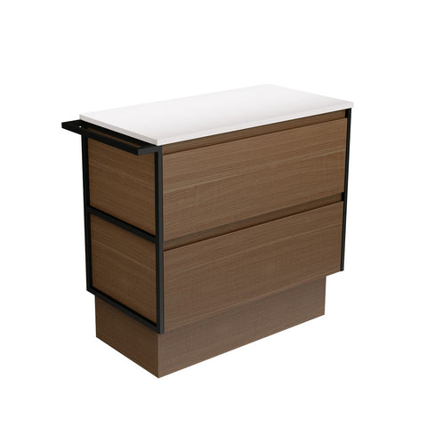 Fienza Amato On Kickboard Vanity 900mm Walnut 90BWAFTK