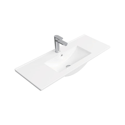 Fienza Delgado Ceramic Top Only (1 Taphole) 905x365mm Gloss White 90D-T