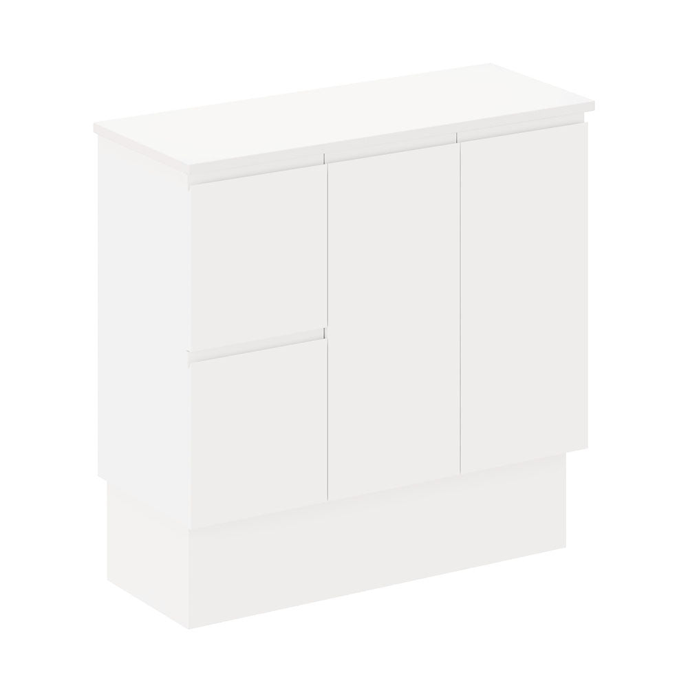 Fienza Siska On Kickboard Cabinet Left Drawers 900mm White 90DFL-CK