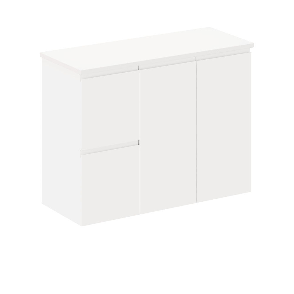 Fienza Siska Wall Hung Cabinet Left Drawers 900mm Satin White 90DFL-C