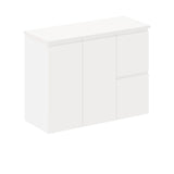 Fienza Siska Wall Hung Cabinet Right Drawers 900mm Satin White 90DFR-C