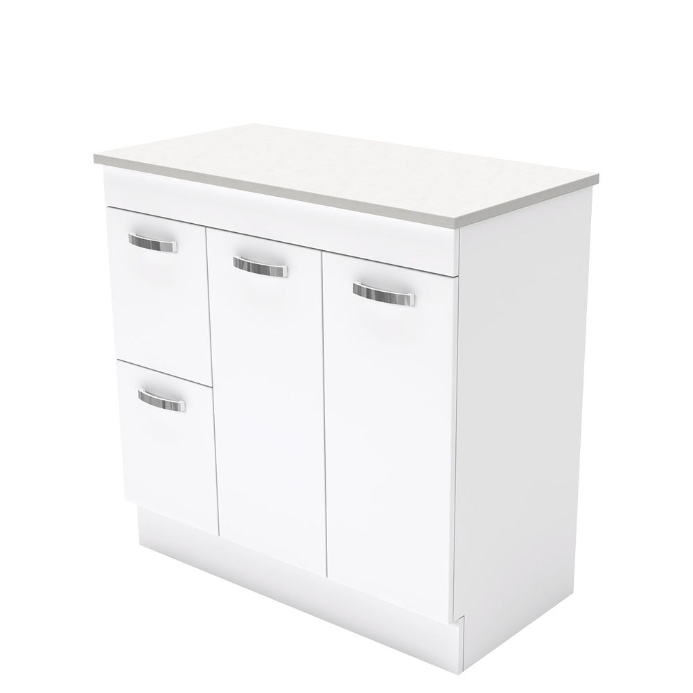 Fienza Unicab On Kickboard Vanity Left Drawers 900mm White 90NKWL