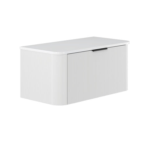 Fienza Minka Curved Wall Hung Cabinet 900mm Satin White 90UW-C