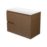 Fienza Edge Walnut Wall Hung Vanity 900mm Left Drawers Walnut 90WAL