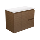 Fienza Edge Walnut Wall Hung Vanity 900mm Right Drawers Walnut 90WAR