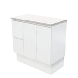 Fienza Fingerpull On Kickboard Cabinet Left Drawers 900mm Satin White 90ZKL