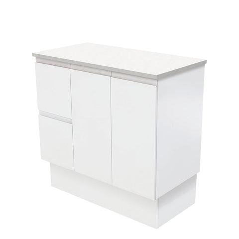 Fienza Fingerpull On Kickboard Cabinet Left Drawers 900mm Satin White 90ZKL