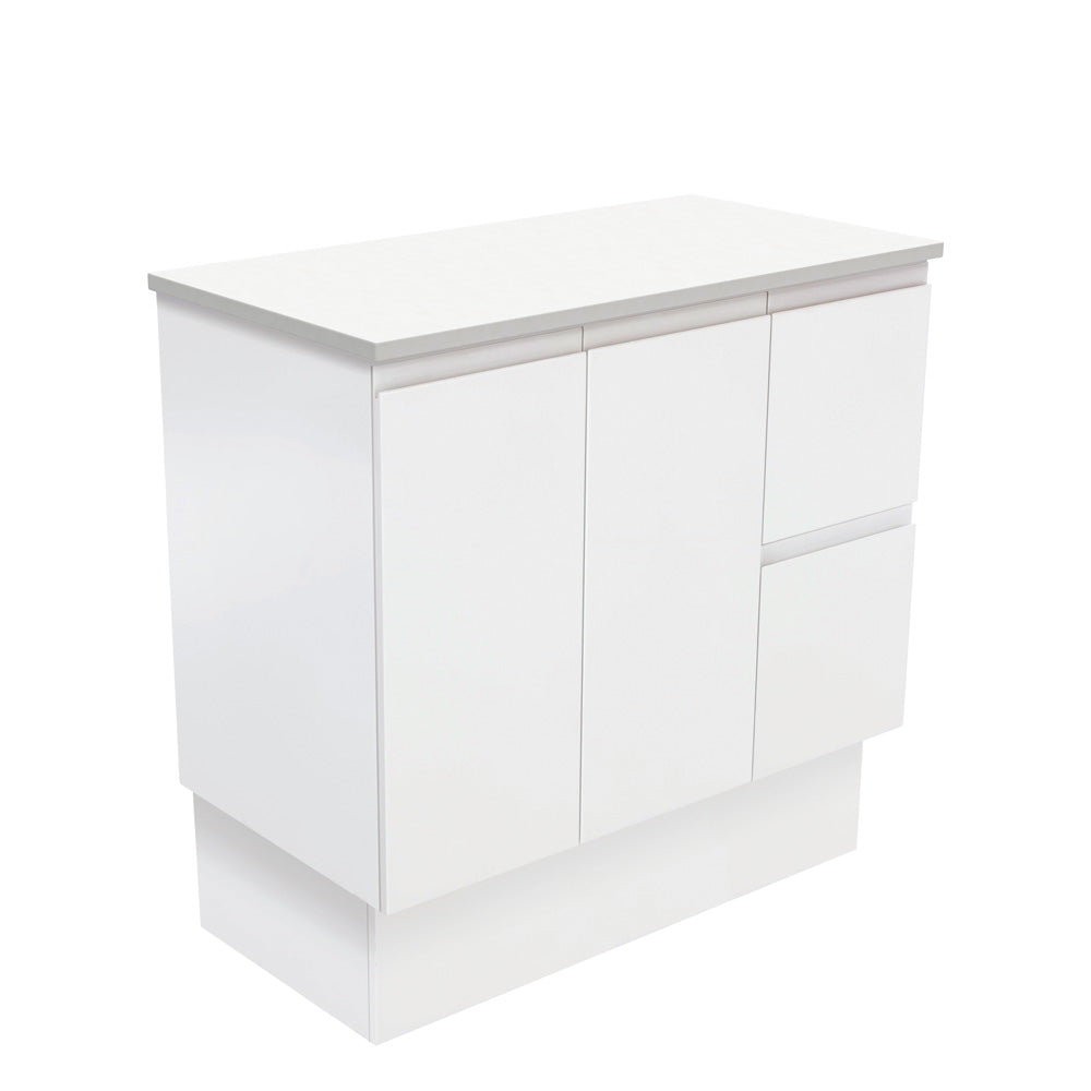 Fienza Fingerpull On Kickboard Cabinet Right Drawers 900mm Satin White 90ZKR