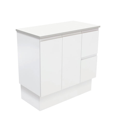 Fienza Fingerpull On Kickboard Cabinet Right Drawers 900mm Satin White 90ZKR