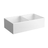 Seima Odessa 915 Ceramic Butler Sink Double Bowl 915x485mm Apron Front White Gloss (inc.Black Basket Waste & Grid) 192535