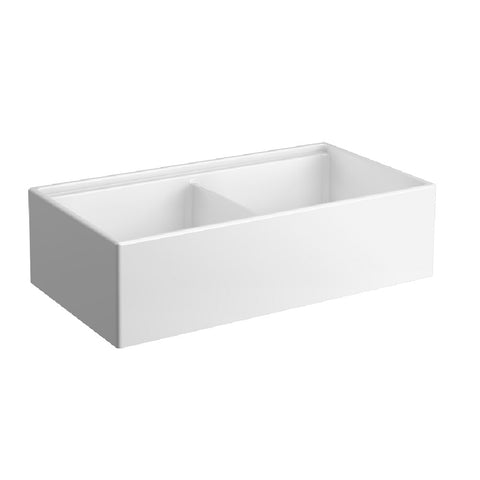 Seima Odessa 922 Ceramic Butler Sink Double Bowl 915x485mm Workstation White Gloss (inc.Black Basket Waste & Grid) 192537