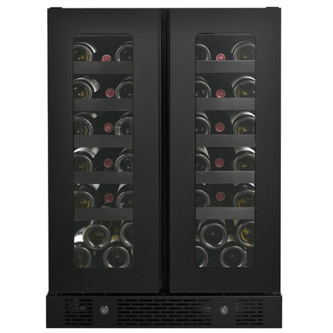Artusi Dual Zone Wine Fridge 36 Bottle Double Door Matte Black AWC36BV