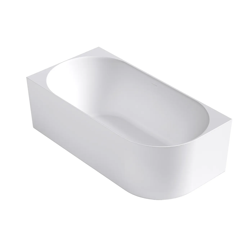 Otti Attica Celine Left Corner Bath 1500mm w/ Overflow Matte White ACBT-1500LMW-OF