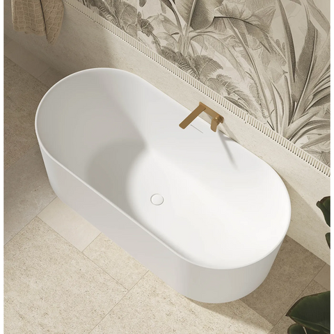 Otti Attica Celine Freestanding Bath 1500mm w/ Overflow Matte White ACBT-1500MW-OF