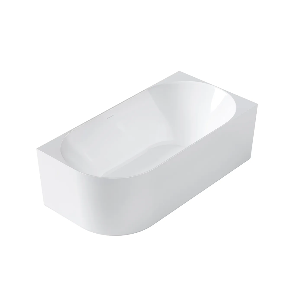 Otti Attica Celine Right Corner Bath 1500mm w/ Overflow Gloss White ACBT-1500R-OF
