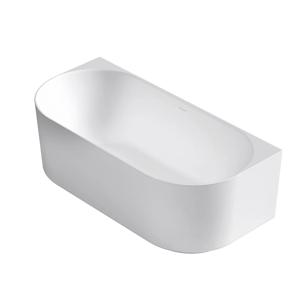 Otti Attica Celine Back To Wall Bath 1700mm w/ Overflow Matte White ACBT-BW-1700MW-OF