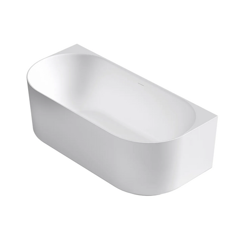Otti Attica Celine Back To Wall Bath 1700mm w/ Overflow Matte White ACBT-BW-1700MW-OF