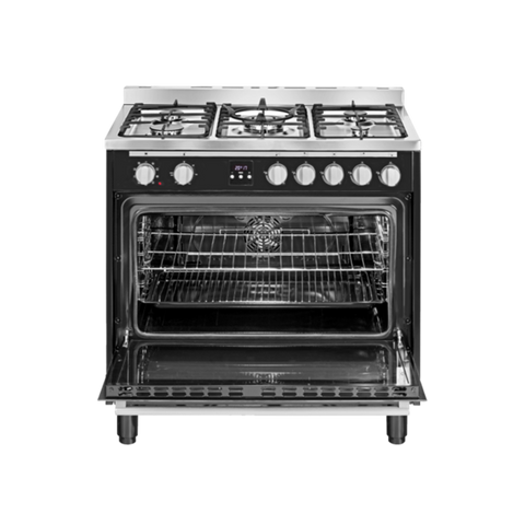 Artusi Freestanding Cooker 90cm w/ 5 Burners & Electric Oven Matte Black AFG915B/1