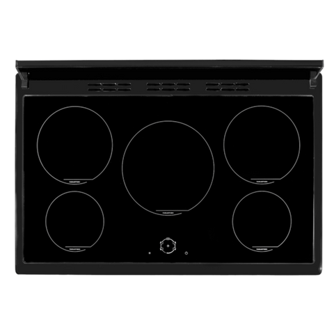 Artusi Range Cooker 90cm w/ Induction Cooktop & 3 Door Electric Oven Matte Black AFIR935B