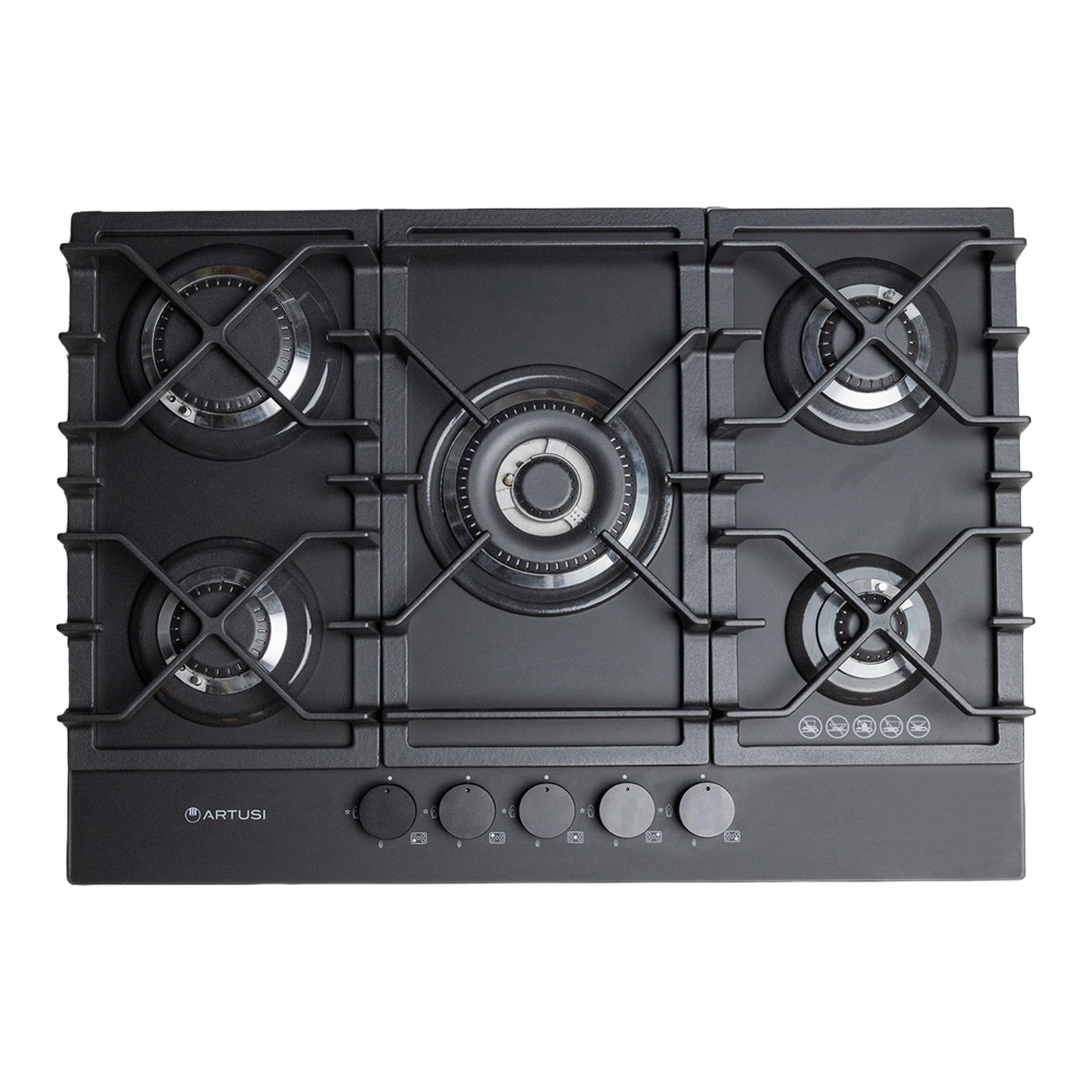 Artusi Built-In Gas Cooktop 700mm Nano Matte Black AGH7500NB
