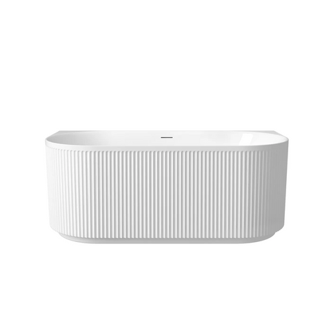 Otti Attica Havana Back To Wall Bath 1500mm w/ Overflow Gloss White AHBT-BW-1500-OF