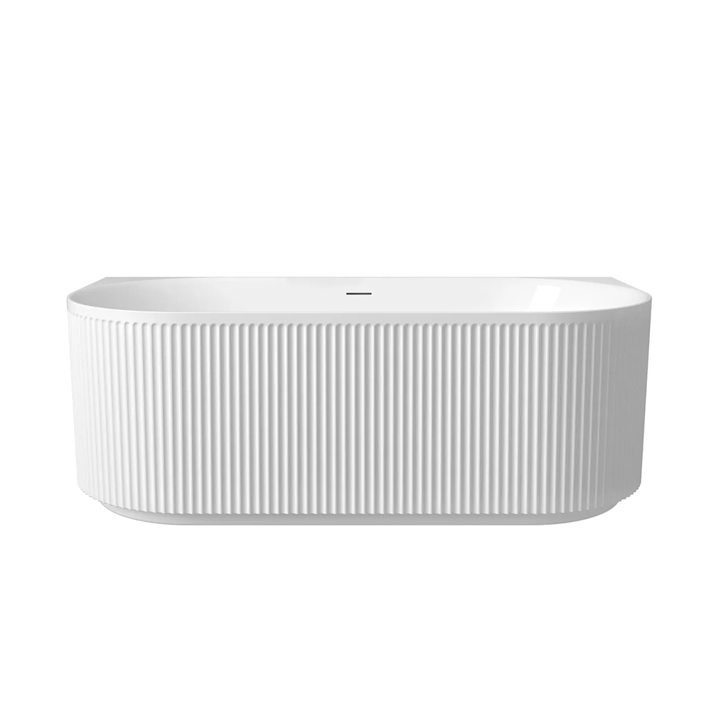Otti Attica Havana Back To Wall Bath 1700mm w/ Overflow Gloss White AHBT-BW-1700-OF