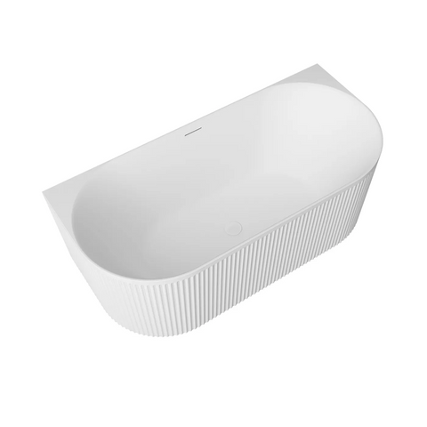 Otti Attica Havana Back To Wall Bath 1700mm w/ Overflow Matte White AHBT-BW-1700MW-OF