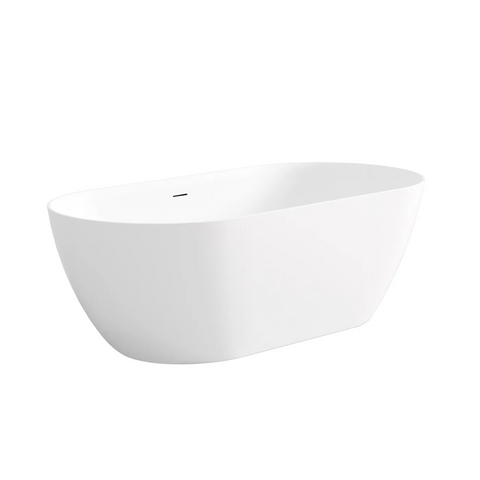 Otti Attica Manolo Freestanding Bath 1300mm w/ Overflow Gloss White AMBT-1300-OF