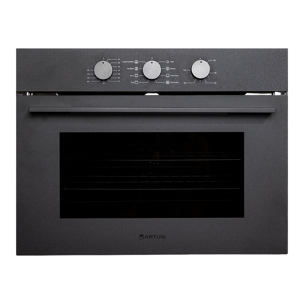 Artusi Essential Series Built-In Electric Oven 450mm 8 Function Black Glass AO458NB