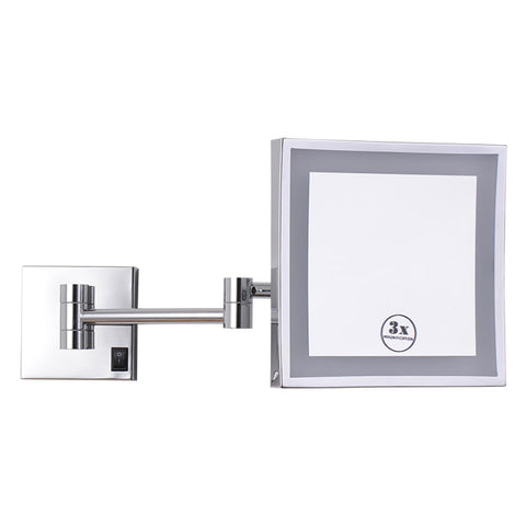 Argent LED Square Wall Mounted Mirror 3x Magnification (Rocker Switch & Warm Light) AR9996WL