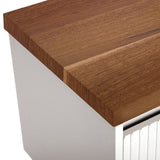 Fienza Bayview Wall Hung Vanity 1200mm 2 Doors Ultra White Matt / Australian Hardwood Top B120W-T