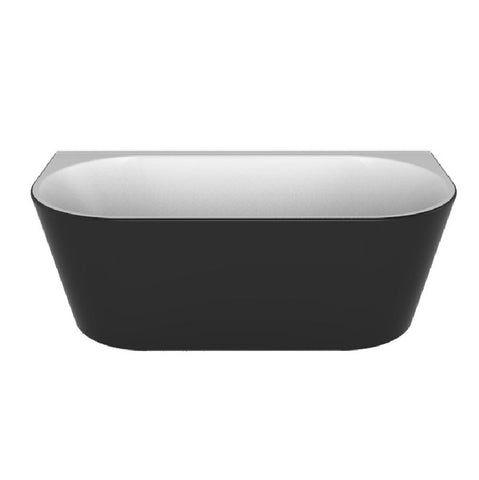 Decina Alegra Back to Wall Freestanding Bath 1700mm w/Overflow Black & White AG1700BIO